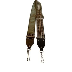 Adjustable Olive Green & Black Woven Strap With Metal Clasps For Bags Or Camera